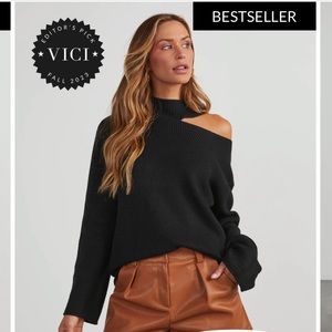 Vici Chic Black Off-Shoulder Sweater